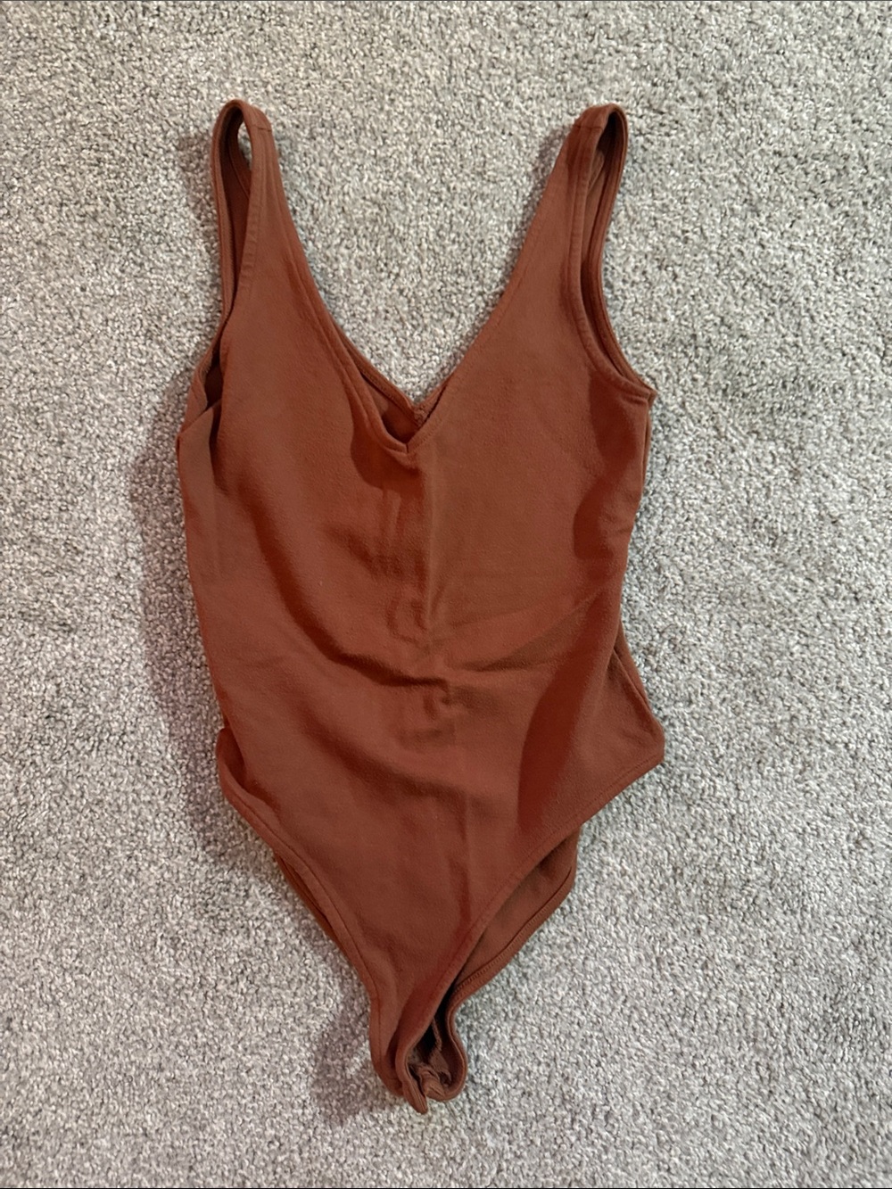 One-Piece bodysuit in Rustic Brown - Classic V-Neck